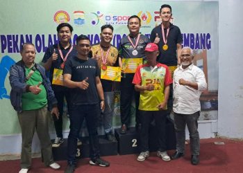 4 Medali Emas Berhasil diraih Cabang olahraga Billiar untuk Kecamatan Alang-Alang Lebar